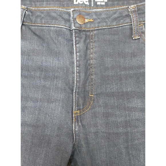 Lee Regular Fit Plus Size 20m Straight Leg Mid Rise Dark Wash Denim Jeans - Picture 11 of 13
